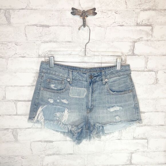 American Eagle Hi-Rise Shortie Distressed Denim Shorts - Picture 1 of 5